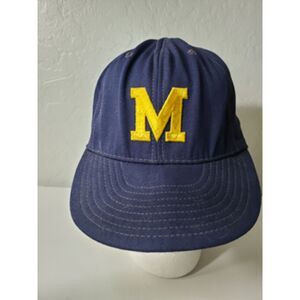Vintage U of M Baseball Cap in Dark Blue with Yellow M